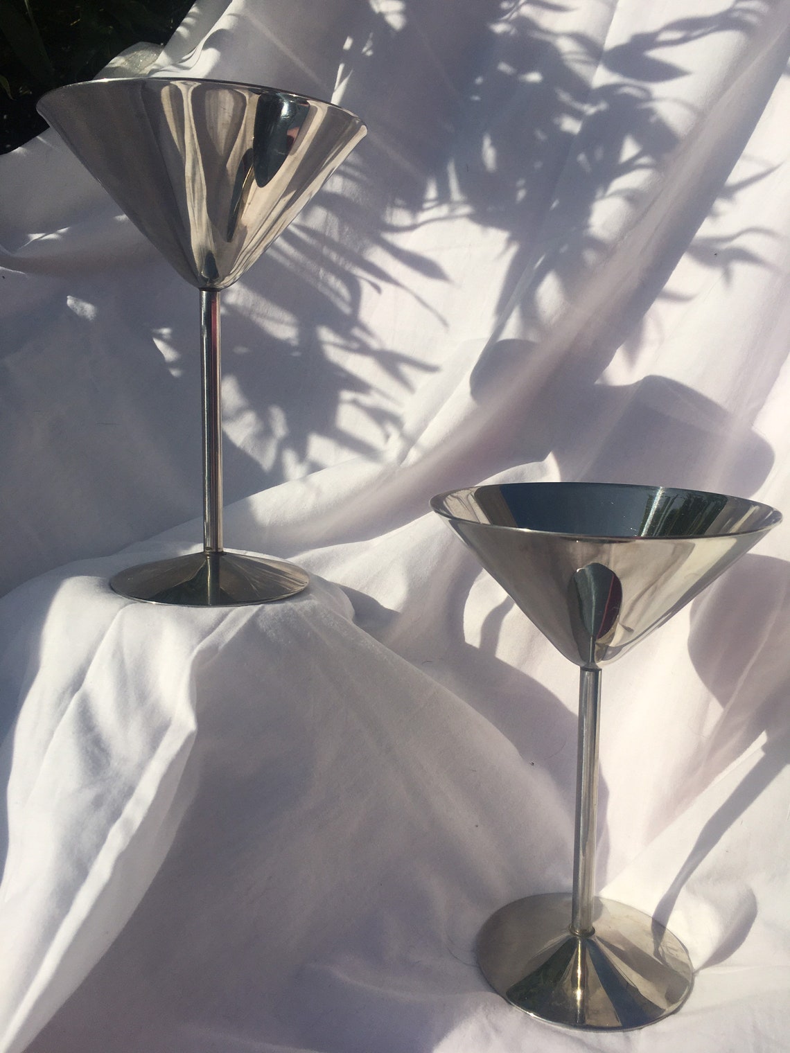 2x stainless steel vintage retro martini glasses cocktails Etsy