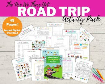 The "Are We There Yet" Road Trip Activity Pack For Kids - Travel Activity Pack For Kids - Kids Travel Games and Journal - Road Trip Bingo