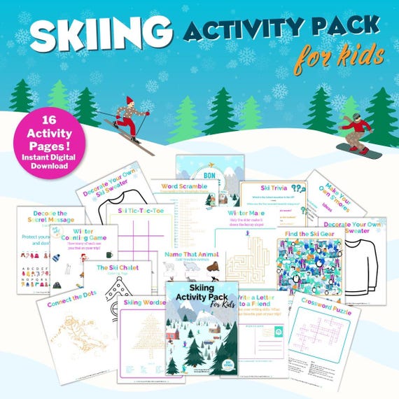 Kids' Ski Trip Activity Pack: Winter Games & Puzzles (Digital Download)