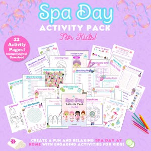 Kids Spa Day Activity Pack: Games, Puzzles, Coloring (PDF)