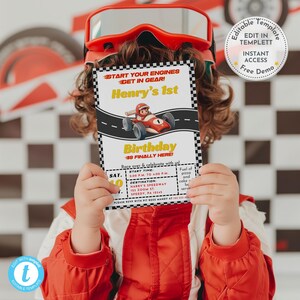 Race Car Birthday Invitation Template| Editable Digital Template | Instant Download | Boy Birthday | 1ST Birthday Party Invite