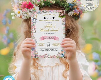 Alice’s Adventures Invitation: Kids Tea Party 2nd Birthday (Digital Download)