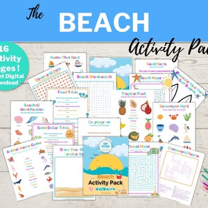 Beach Activity Pack for Kids: Printable Games & Puzzles (Digital Download)