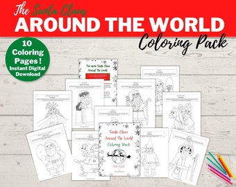 Christmas Coloring Sheets, Christmas Coloring Book, Christmas Coloring Pages For Kids, Santa Claus Around The World Coloring Pages For Kids