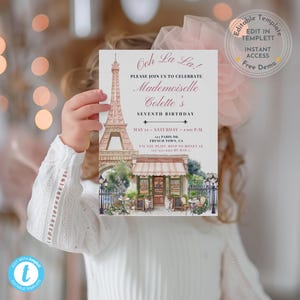 Eiffel Tower Birthday Invitation: Paris Theme, Editable Template (Digital Download