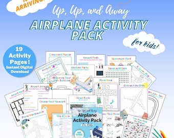 Airplane Activity Pack for Kids: Travel Games & Puzzles (Digital Download)