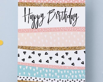 Colorful Happy Birthday Card, Printable 5x7 Digital Download