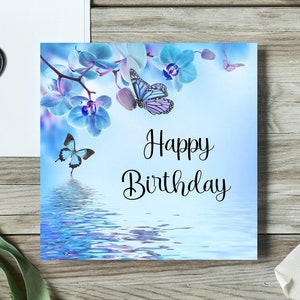 Geburtstagskarte druckbare alles Gute zum Geburtstag Schmetterling Blumen, digitaler Download, Instant Download