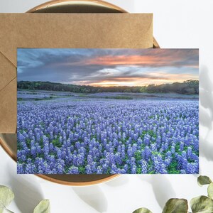 Bluebonnets Sonnenuntergang | Notecard |Druckbare Karte | Digitale Karte | Grußkarte | Blanko Grußkarte | Jede Anlass-Karte | Beileid | Leere Karte