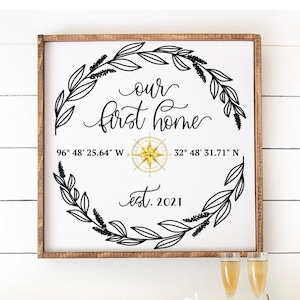 Our First Home, Custom GPS coordinates, Personalized GPS, Housewarming Gift, Personalized Wedding Gift, Latitude Longitude