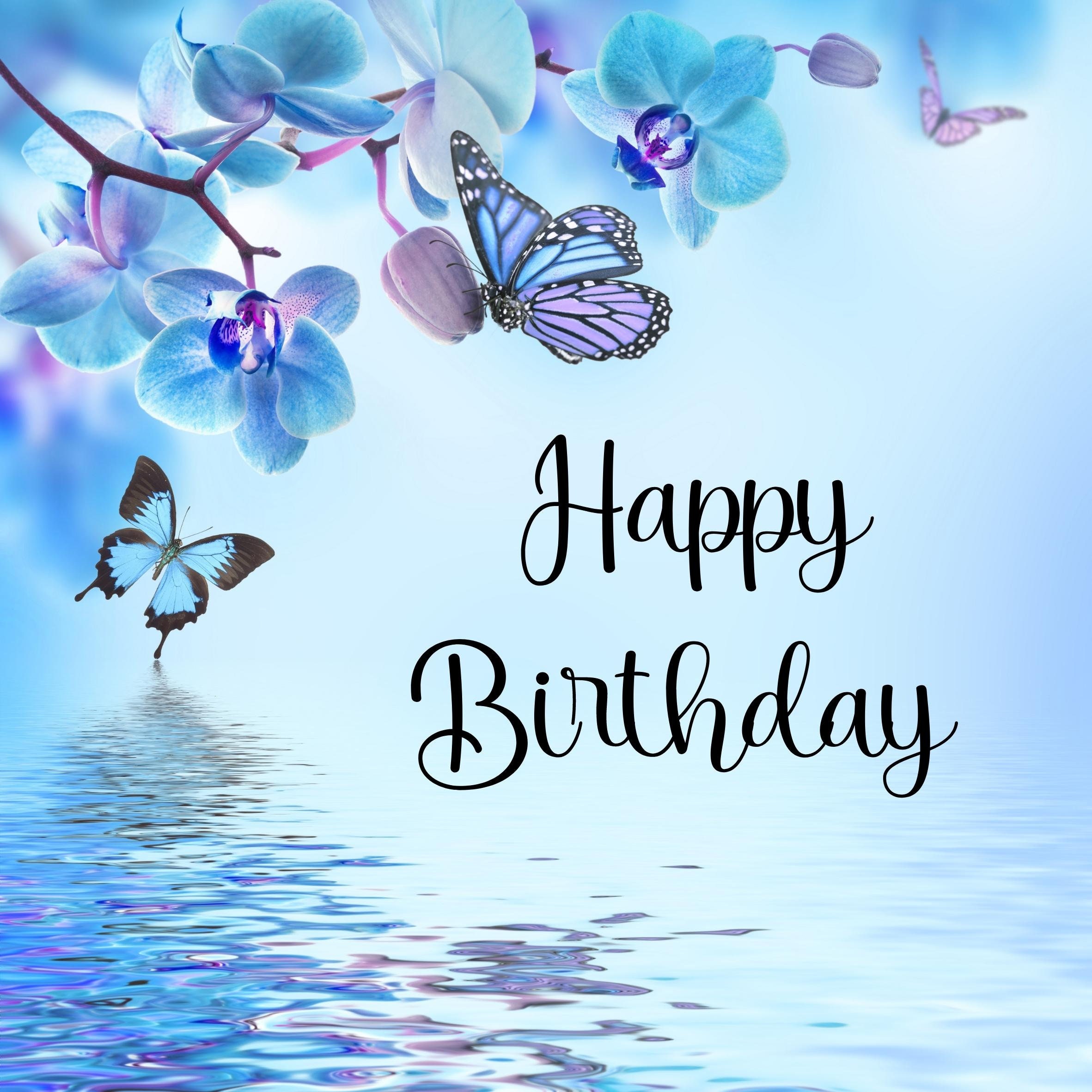 Happy Birthday Blue Flowers Images