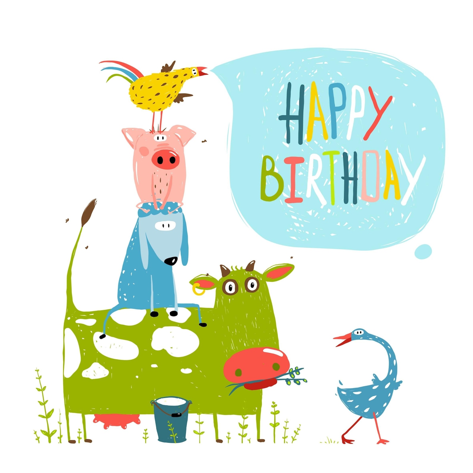 Printable Birthday Card | Happy Birthday | Funny Farm Animals ...