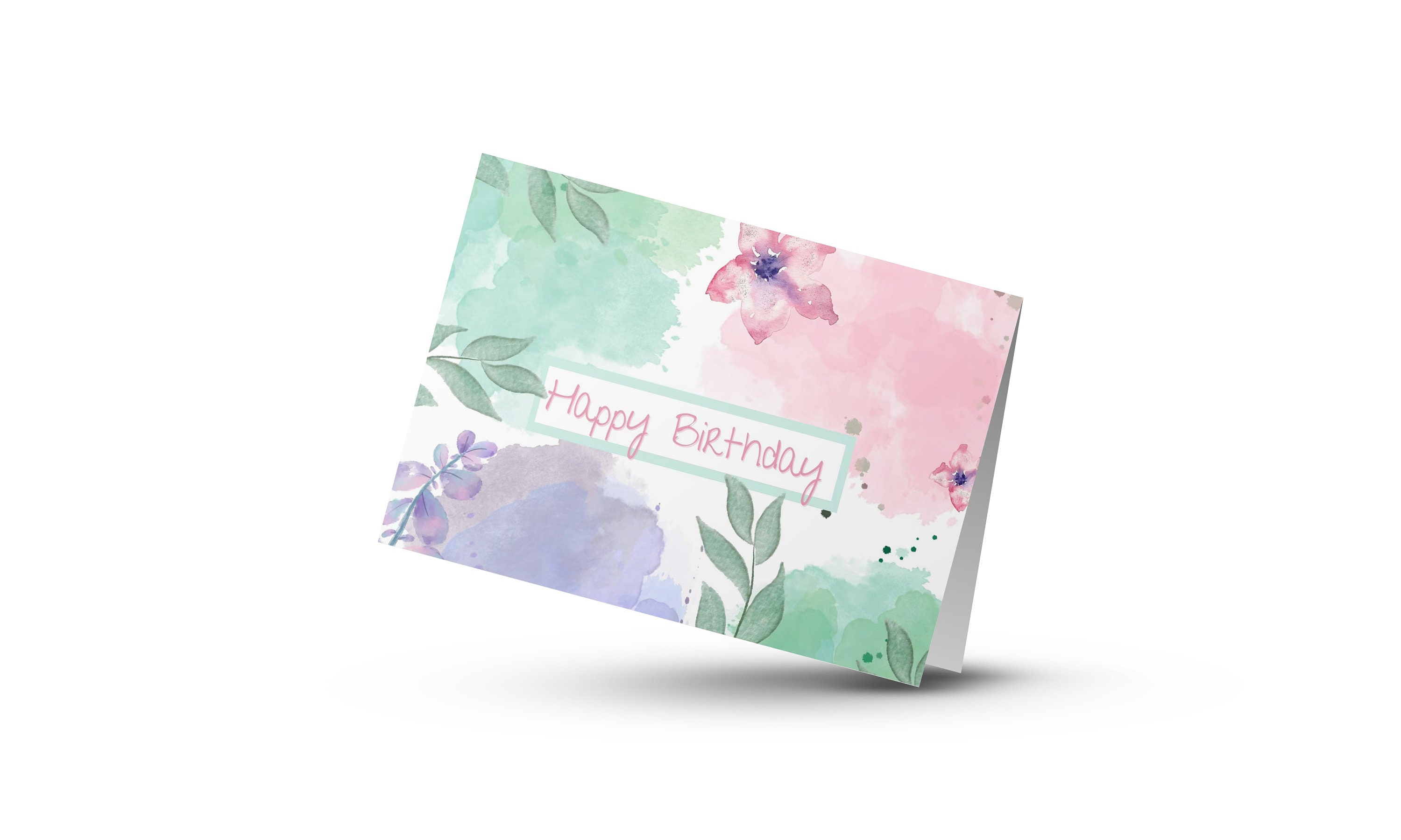 Watercolor Flowers Birthday Card | Printable Floral Design (digital ...