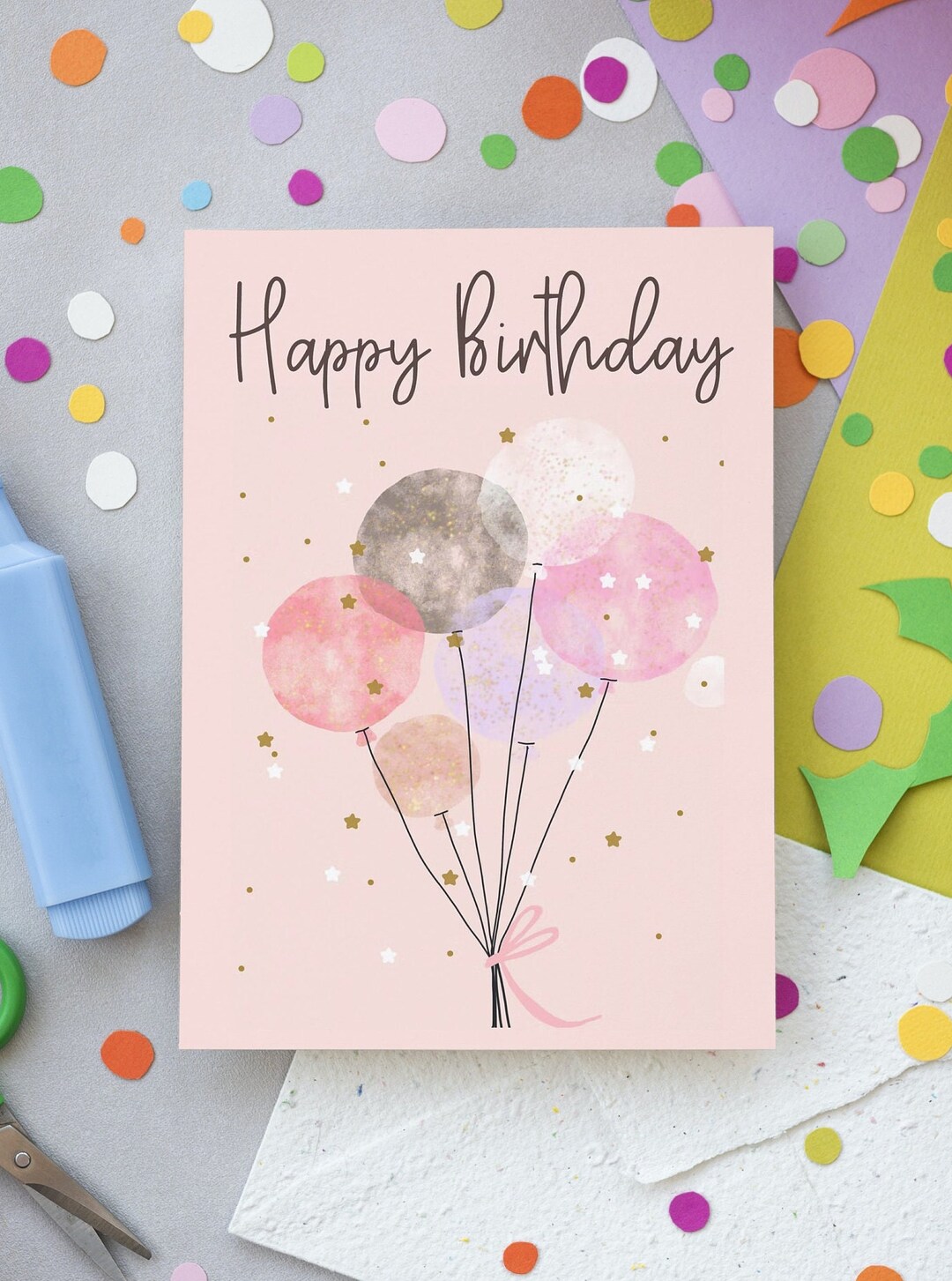 Printable Birthday Card Balloons Digital Card Printable Card Happy