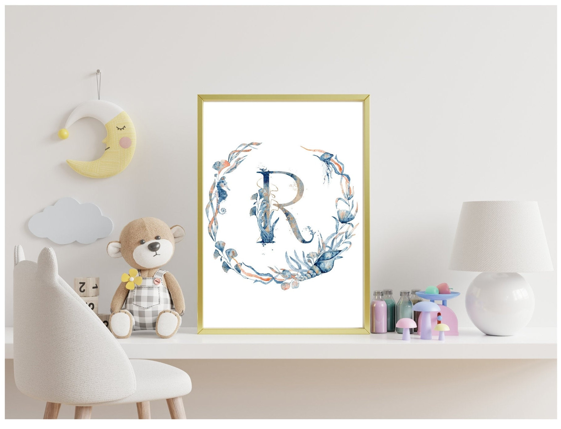 Custom Initial, Watercolor Seashell, Marine Life, Sea Life, Custom ...