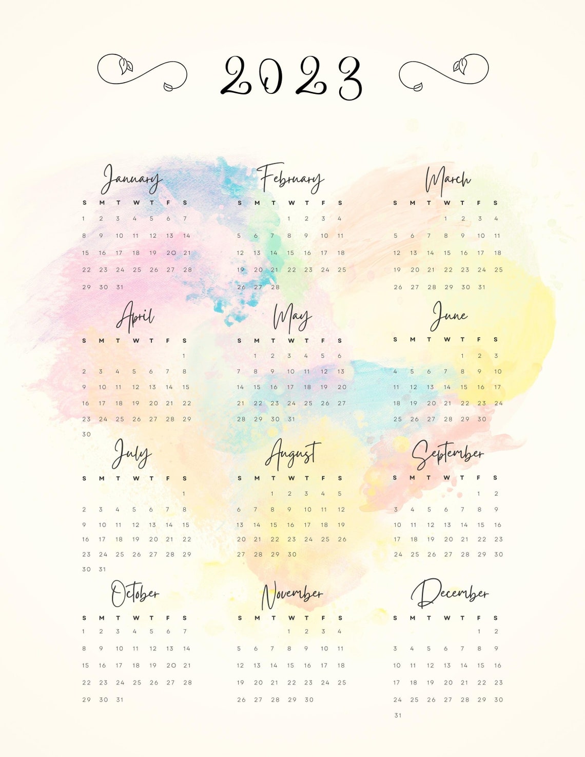 2023-year-at-a-glance-calendar-printable-watercolor-heart-etsy-australia