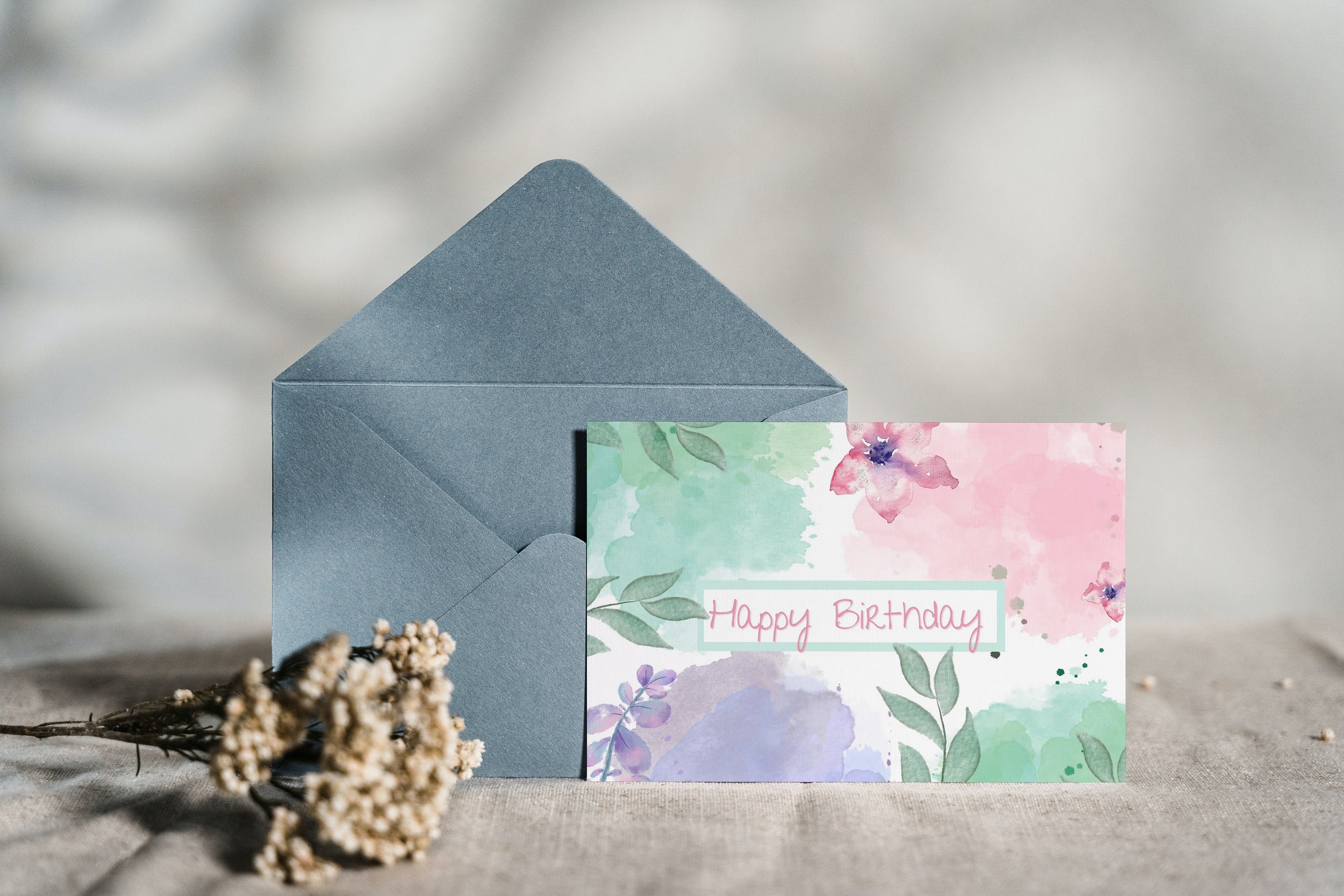 Watercolor Flowers Birthday Card | Printable Floral Design (digital ...