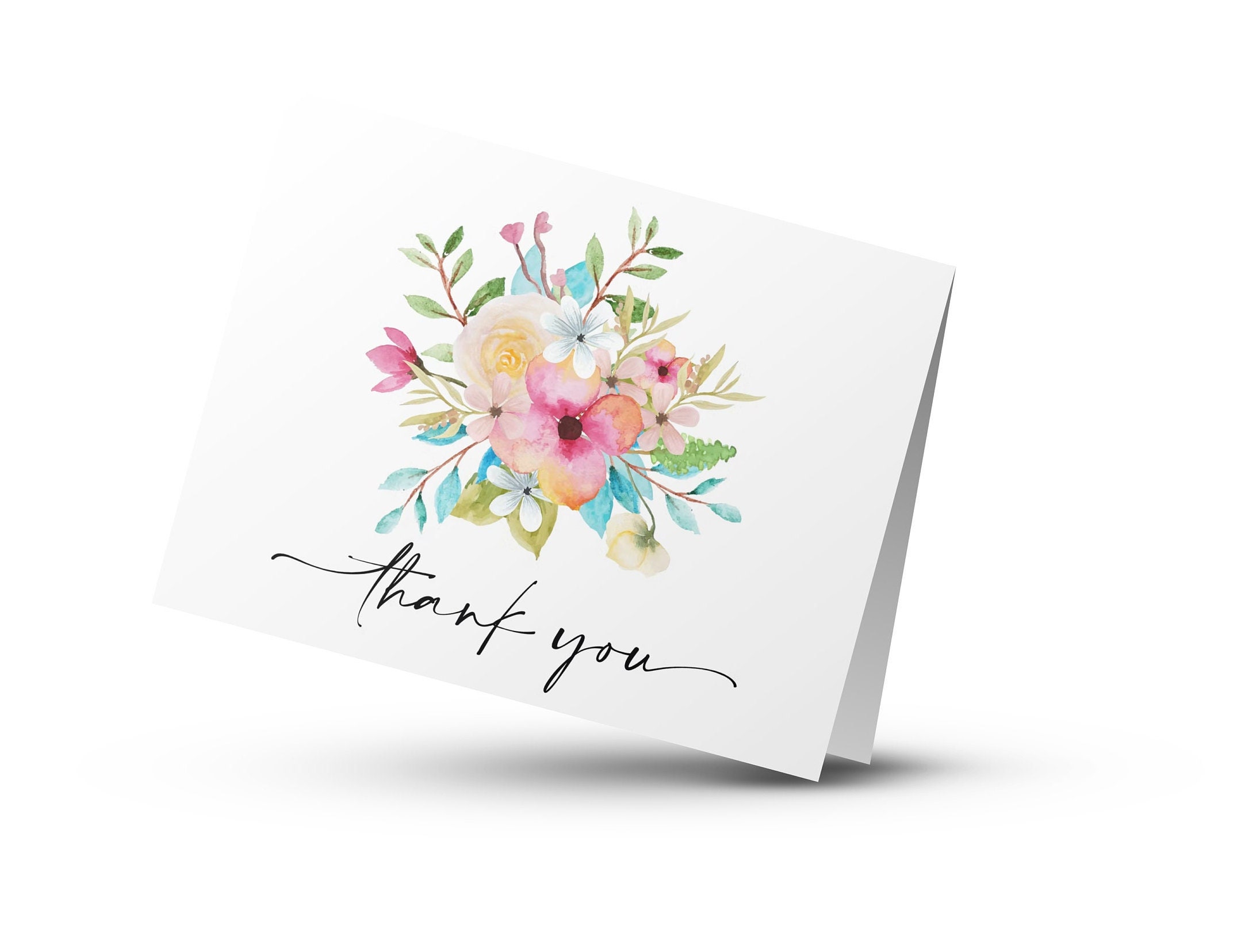 Printable Thank You Card | Thank You | Flower Bouquet | Pastel Colors ...