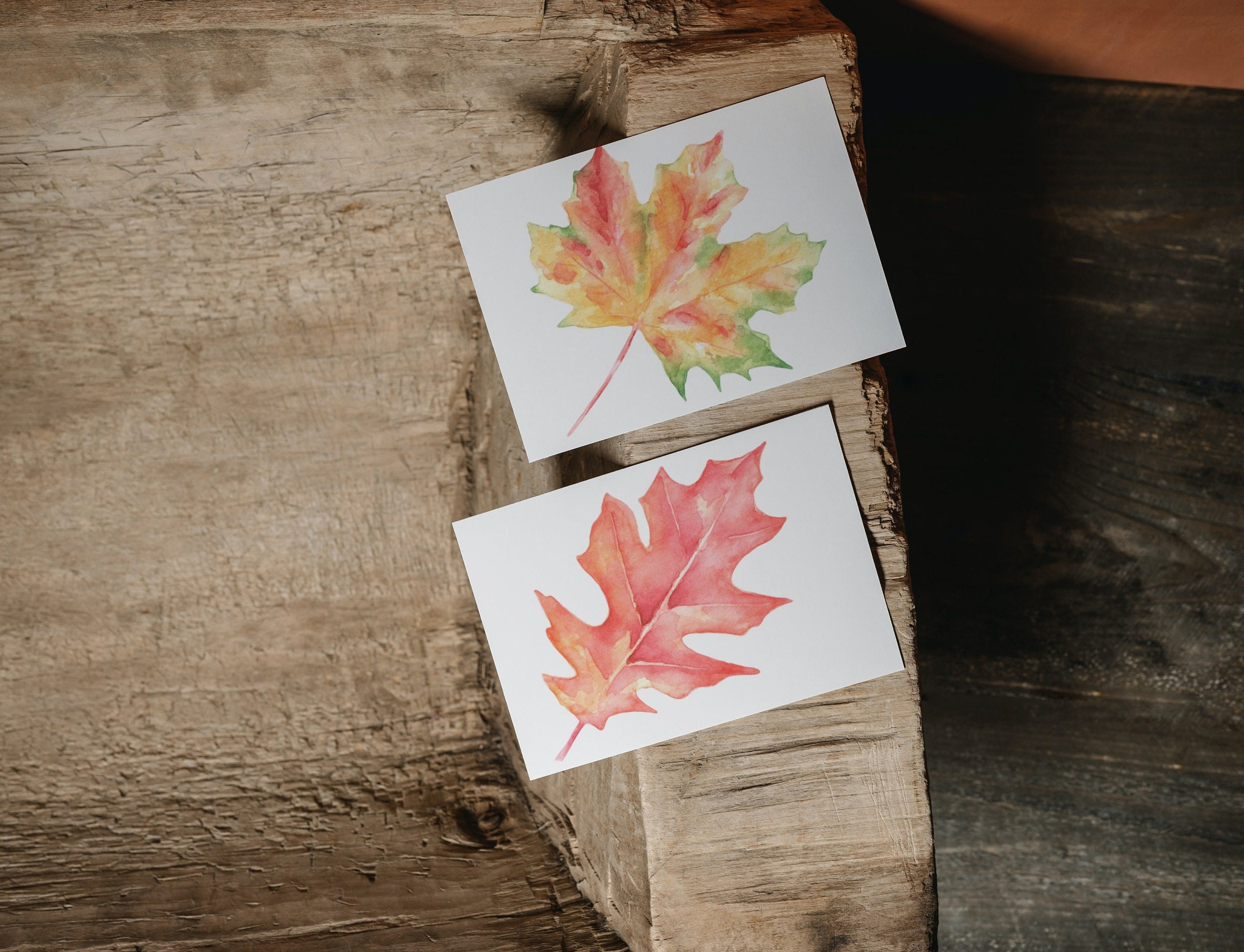 Autumn Leaves Watercolor Notecards | Set of 3 (instant Download) - Etsy