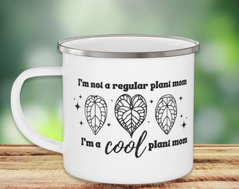 Funny Plant Lover Gift Enamel Camping Mug Anthurium Clarinervium Crystallinum Forgetii