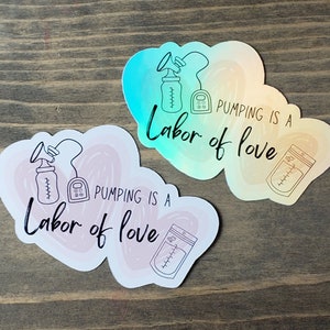 Holographic breastfeeding mama exclusively pumping die cut sticker