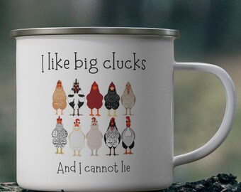 Funny Chicken Enamel Camping Mug Farmhouse Housewarming Gift Chicken Lady Chicken Dad Gift for Chicken Lover