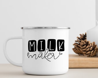 Funny Breastfeeding Enamel Coffee Mug Gift for New Mom Exclusively Pumping Nursing Milk Maker Lactation Consultant