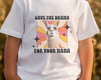 Funny Toddler Kids Shirt Drama Llama Tee Birthday Gift for Child
