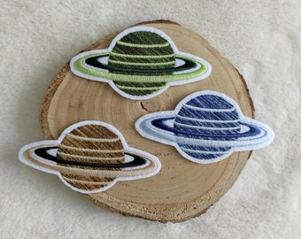 Saturn Planeten Stickapplikation Applikation zum Aufnähen und Aufbügeln verschiedene Farben