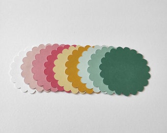 10 Stanzteile Kreis mit Wellenrand verschiedene Farben