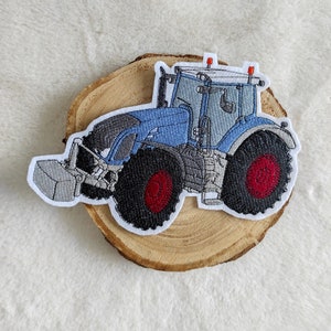 Patch embroidery application iron-on picture button school cone tractor blue