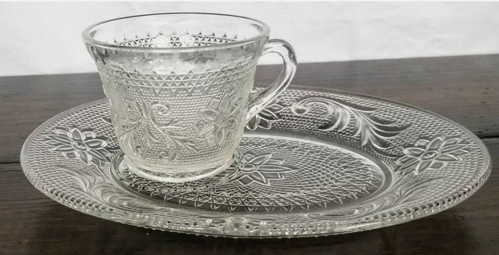 Vintage Tiara Ware Glass Snack Plate & Cup Etsy