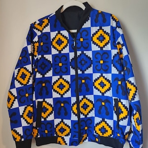 African print jacket, bomber,  100% African Wax Print / Made In Africa / Size L