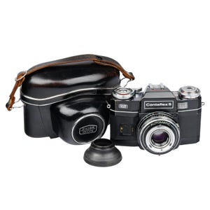 Zeiss Ikon BLACK PAINT Contaflex Super BC Camera + Case Hood
