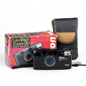 Nikon Lite Touch Zoom QD 35mm Point & Shoot Film Camera w/ Case, Strap, Box - Instructions - Vintage Compact Camera