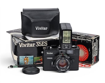 Vivitar 35ES 35mm Rangefinder Camera Kit | 40mm f/1.7 Lens, Flash, Box, Case