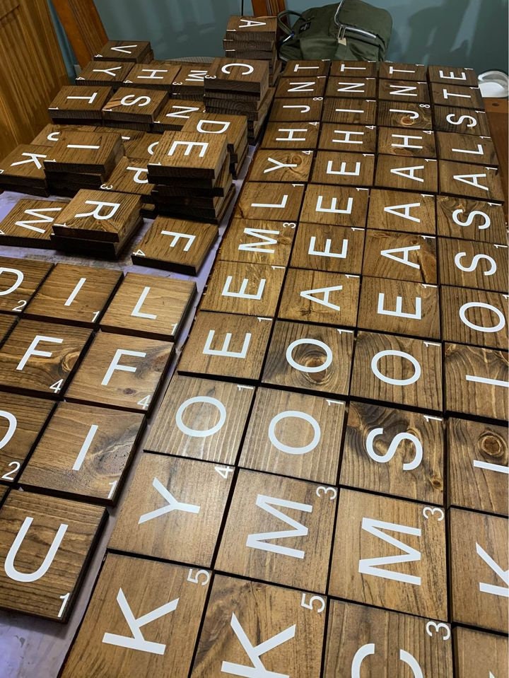 4.5 Custom Scrabble Tiles Scrabble Tiles Wall Decor Etsy
