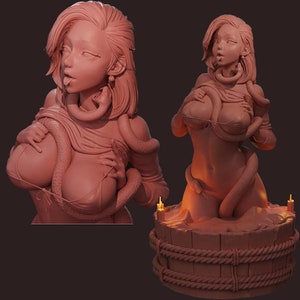 セクシーな NSFW+SFW 女性 2 バスト像分割 STL 3D モデル プリント