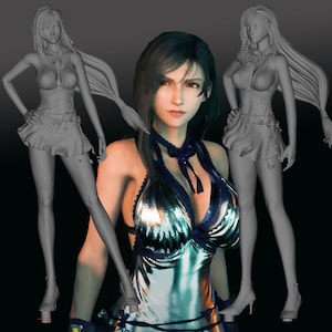 Sexy dress TF3  RPG Role FF7 split+whole STL 3D Model Print