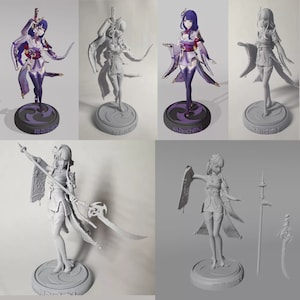 Sexy Anime female RD7 Genshin RPG Role 3pose whole STL 3D Model Print