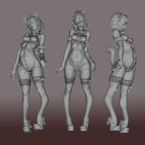 Sexy NSFW Waifu Cat girl split+whole  STL 3D Model Print