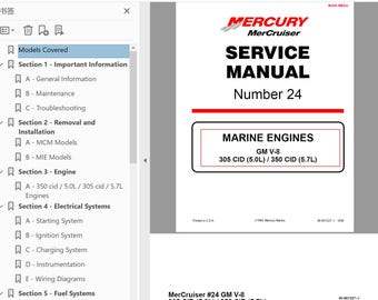Mercury MerCruiser #24 Number 24 GM V-8 305 5.0L/ 350 5.7L Engine Marine Engines Repair Service Manual pdf Download