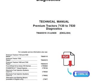 John Deere 7130 7230 7330 7430 7530 - TM400019 Premium Tractors Technical Diagnostics Manual PDF Download
