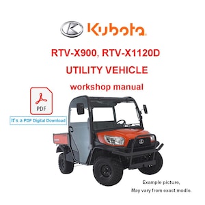 Manual de taller y reparación para vehículos utilitarios Kubota RTV-X900 y RTV-X1120D (descarga en PDF - Idioma inglés)