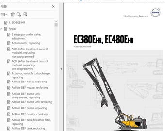 VOLVO EC480E HR Bagger Service Reparatur Werkstatt-Handbuch PDF Download