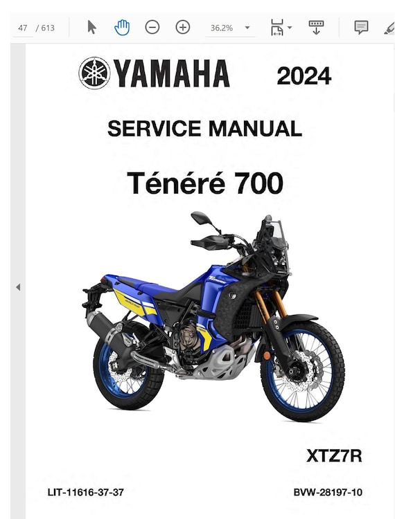 2024年式ヤマハ テネレ700 修理サービスマニュアル PDF ダウンロード