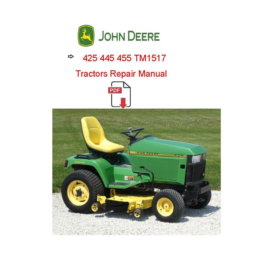 Union 455 Handbook.pdf John Deere 425 445 455 Lawn Garden Tractors Service Repair Technical ...
