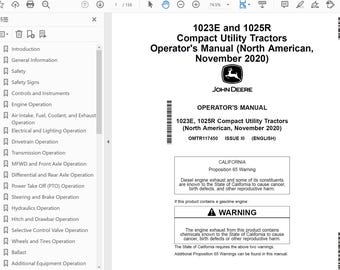John Deere  1023E 1025R 1026R Compact Tractors Operator Manual OMTR117450 Pdf Download