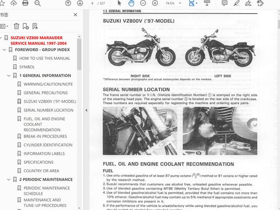SUZUKI VZ800 Marauder 1997-2004 Service Repair Manual PDF in