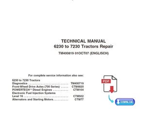 John Deere 6230 6330 6430 7130 7230 - TM400819 Manuel technique de réparation de tracteurs à télécharger au format PDF